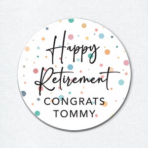 Adesivos de aposentadoria para lembrancinhas de festa, etiquetas personalizadas de agradecimento para presentes ou selos de envelope, adesivos de saco de tratamento de aposentadoria feliz