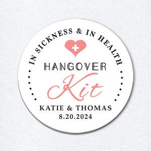 Hangover Kit Stickers, Party Favor Stickers, Custom Hangover Label, Survival Kit, Wedding Hangover Kit, Wedding Favor Stickers image 2