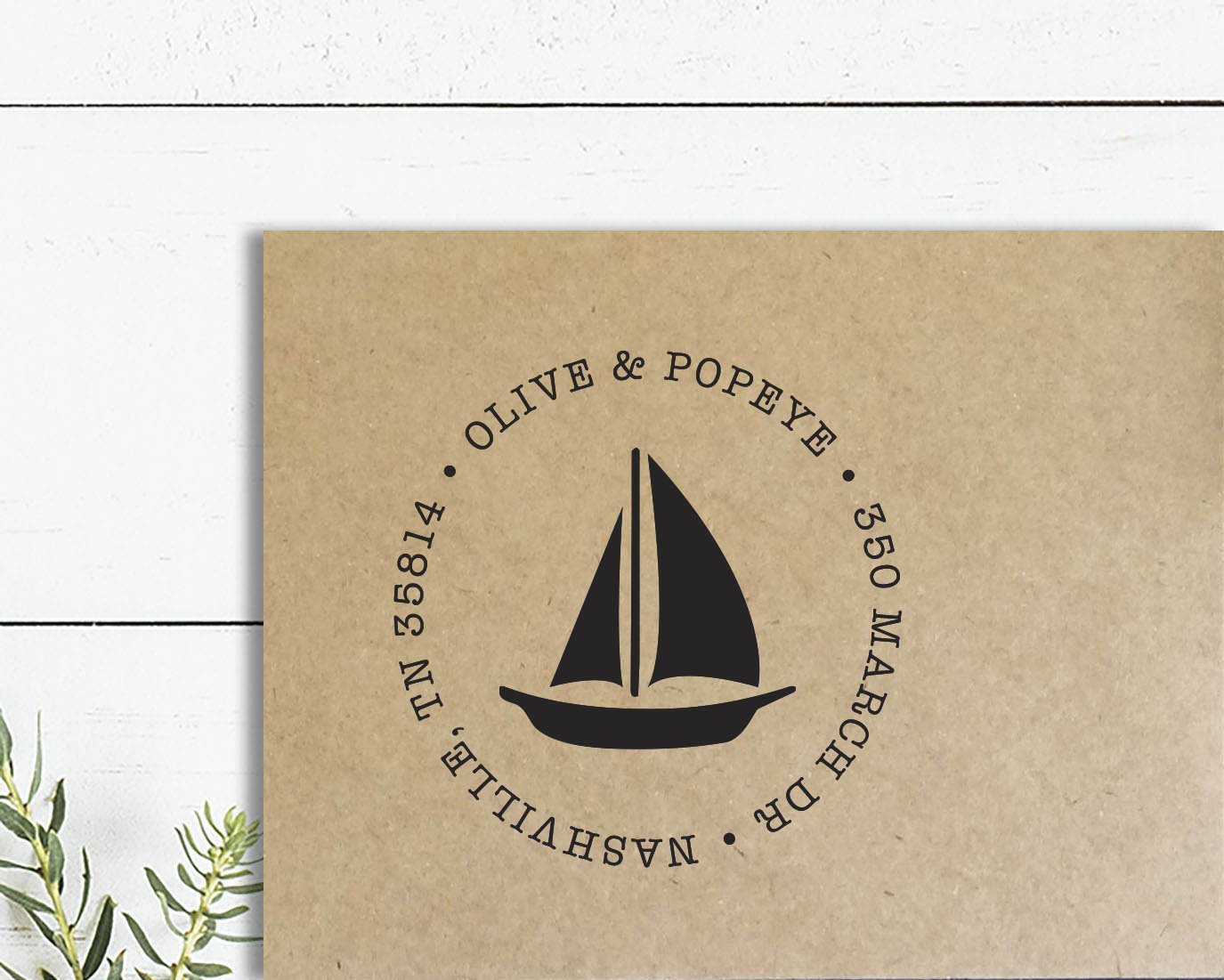 Sail Boat Address Stamp Self Inking Stamp Wooden Rubber Stamp Etsy