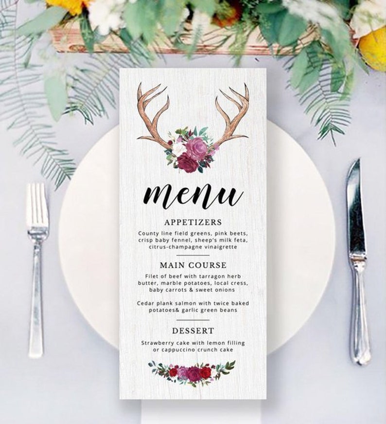 Marriage Menu Printable Marriage ceremony Deer Antler Menu Woodland Menu Template Prompt Down load Menu Printable Template Editable Reception Menu image relating to Deer Antler Printable Template identify Wedding ceremony Menu Printable Wedding day Deer Antler Menu Woodland Menu Template Fast Down load Menu Printable Template Editable Reception Menu