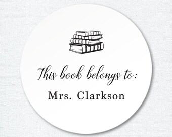 Teacher Book Stickers, Personalized Teacher Gift, This Belongs Book to Stickers for Classroom, From the library of