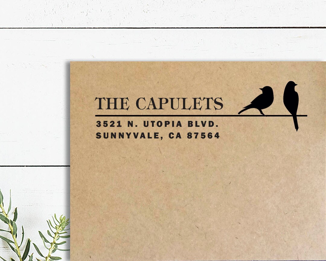 Birds Address Stamp Self Inking or Wooden Rubber Stamp Birds Etsy