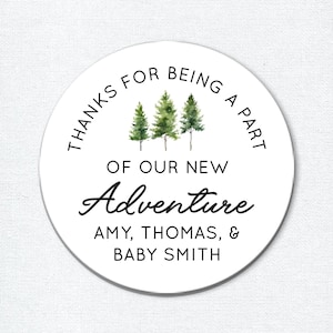Stickers de remerciement pour baby shower aventure, étiquettes de cadeaux pour bébés garçons ou filles à saupoudrer, thème forêt