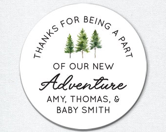 Stickers de remerciement pour baby shower aventure, étiquettes de cadeaux pour bébés garçons ou filles à saupoudrer, thème forêt