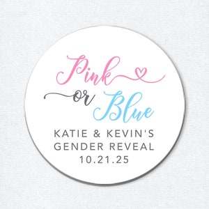 Autocollants roses ou bleus pour baby shower pour révéler le sexe, étiquettes personnalisées lui ou elle, décorations de fête pour bébé garçon ou fille
