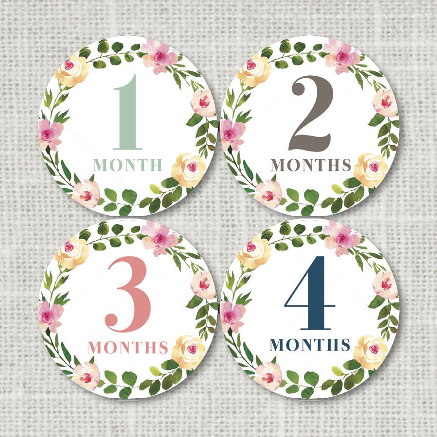 Baby Girl Monthly Stickers Baby Month Stickers Floral Baby - Etsy
