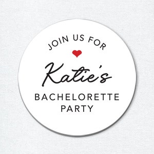 Modern Bachelorette Labels, Custom Bachelorette Party Favor Stickers, Treat Box or Goodie Bag Stickers