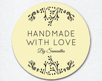 Handmade with Love Stickers, Baked with Love, Made with Love Gift Stickers, Business Labels, Baked Good Stickers Favor Stickers