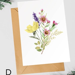 Floral Variety Pack 8 Folded Note Cards With Envelopes, Wildflower Card ...