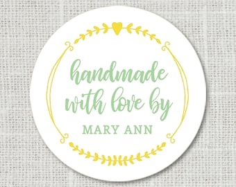 Custom Handmade with Love Stickers, Handmade Packaging, Made with Love Gift Stickers, Favor Labels, Baked Good Stickers