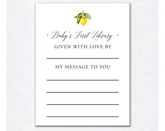 Citrus Baby's First Library Book Label, Set of 16 Bookplate Stickers, Baby Shower Gift, Gender Neutral Simple, Baby Library Book Stickers