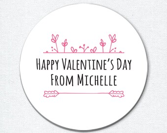Pegatinas de feliz día de San Valentín, San Valentín personalizados para niños para la escuela, etiquetas personalizadas de San Valentín para el aula