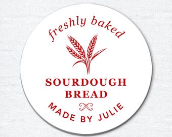 Sourdough Labels for Homemade Bread, Small Business Stickers, Custom Labels for Baked Goods, Gift for Baker, Baked with Love