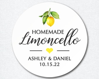 Limoncello labelstickers, bruiloft bedankstickers, op maat gemaakte stickers, limoncello gunststickers
