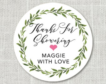 Bridal Shower Sticker, Greenery Bridal Shower, Thank you Stickers, Succulent Shower Favor, Bridal Shower Stickers for Favor