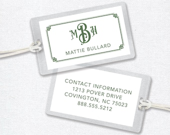 Personalized Monogram Bag Tag for Men, Laminated Bag Tag, Custom Luggage Tag, Backpack Tag or Gym Bag Tag, Father's Day Gift
