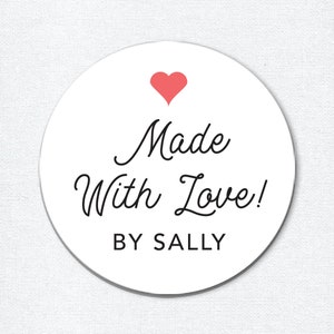 Made with Love Aufkleber, personalisierte Lebensmitteletiketten, Geschenkanhänger, Backwarenaufkleber, Lebensmittelaufkleber