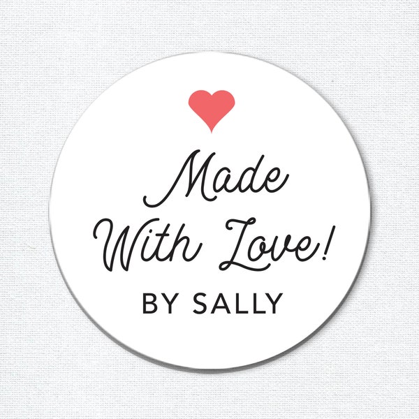 Made with Love Stickers, Personalized Food Labels, Favor Labels, Baked Good Stickers, Food Stickers
