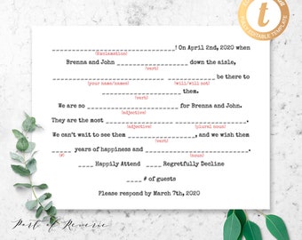 Mad Libs Card - Etsy