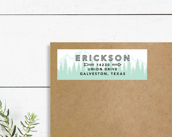 Mountain Return Address Labels Forest Address Stickers Etsy