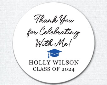 Thank You for Celebrating Graduation Stickers 2024 for Favors or Envelope Seals, Personalized Class of 2024 Labels