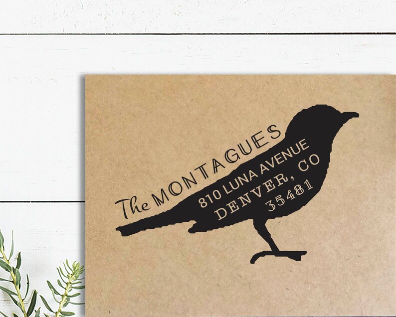 Bird Address Stamp Self Inking or Wooden Rubber Stamp Custom Etsy