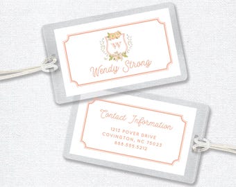 Personalized Monogram Bag Tag, Laminated Bag Tag, Custom Luggage Tag, Girls Backpack Tag for Kids, School Tag or Diaper Bag Tag