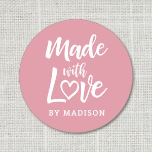 Custom Made with Love Sticker, Handmade with Love, Personalisierte Geschenkaufkleber, Geschenketiketten, Geschenkaufkleber, Gastgeschenk Sticker