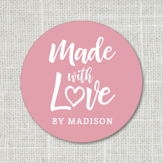 Custom Made With Love Stickers Handmade With Love Custom Etsy