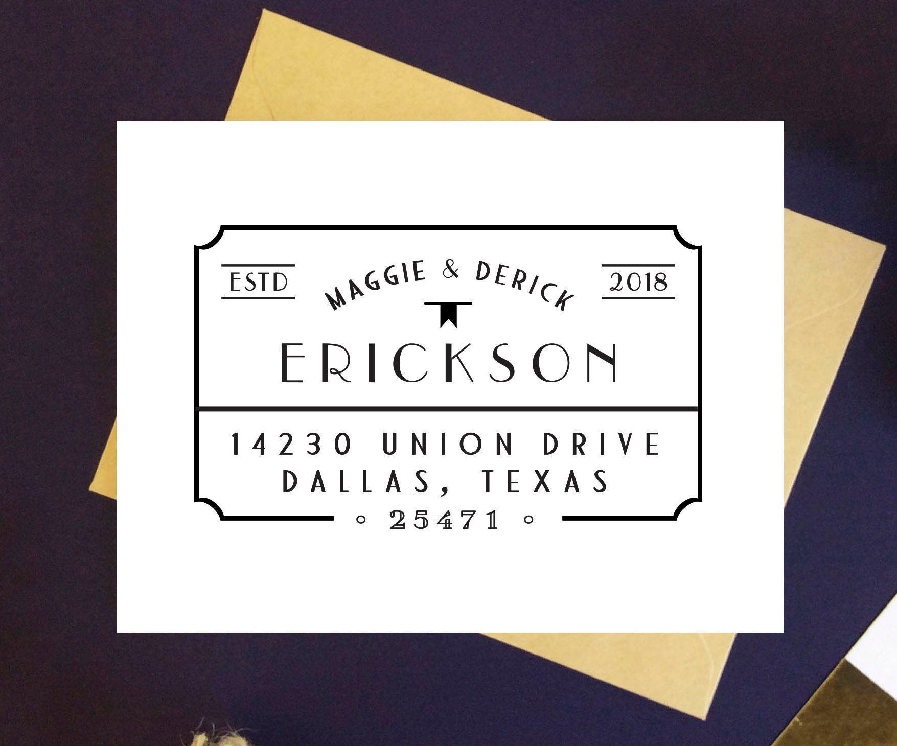 Art Deco Address Stamp Self Inking or Wooden Return Address Etsy