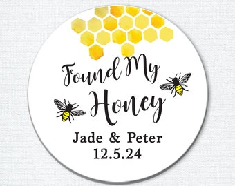 Found My Honey Stickers, Bridal Shower Favor Stickers for Honey Jar Favors or Seed Packets, Honey Bee Shower