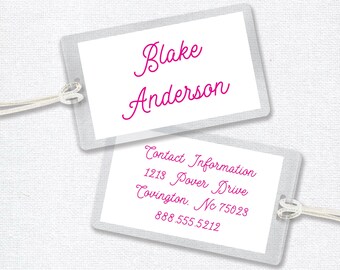 Kids Luggage Tags, Personalized Laminated Bag Tag, Custom Luggage Tag, Backpack Tag for Kids, School Tag or Diaper Bag Tag