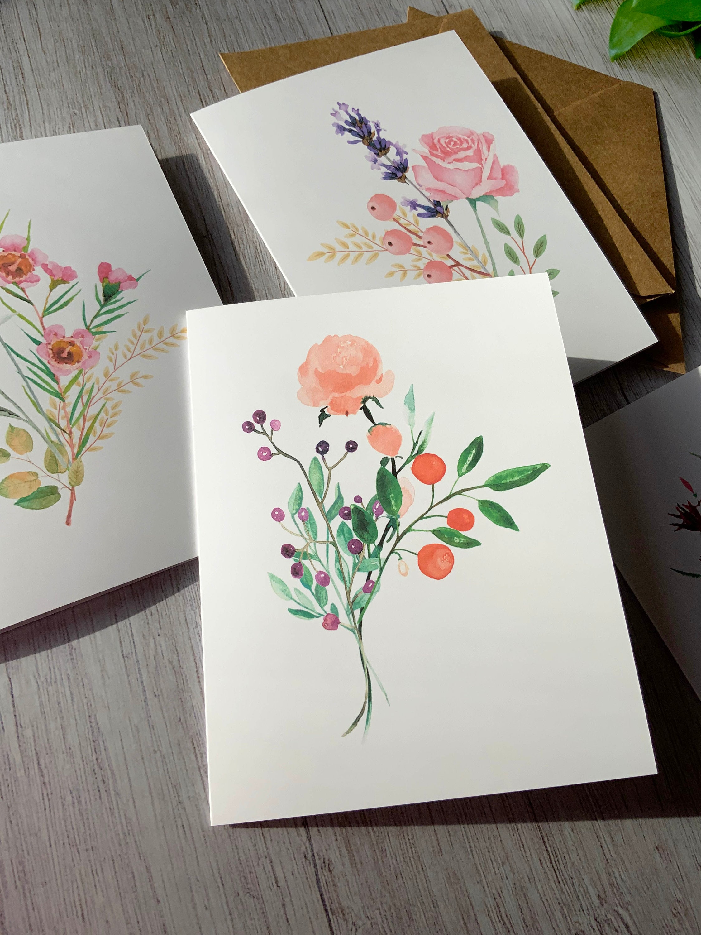 Floral Variety Pack 8 Folded Note Cards With Envelopes, Wildflower Card ...