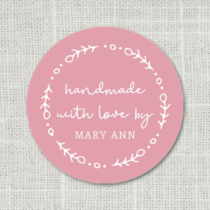 Custom Handmade With Love Stickers Handmade Stickers Made Etsy