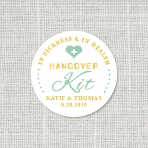 Hangover Kit Stickers, Party Favor Stickers, Custom Hangover Label, Survival Kit, Wedding Hangover Kit, Wedding Favor Stickers image 5