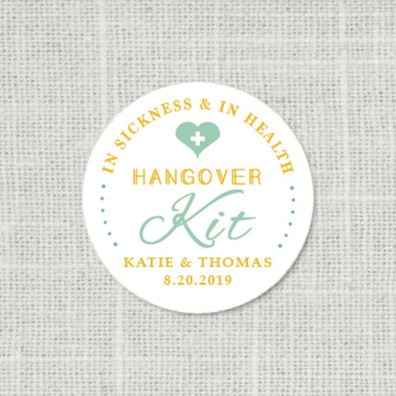 Hangover Kit Stickers, Party Favor Stickers, Custom Hangover Label, Survival Kit, Wedding Hangover Kit, Wedding Favor Stickers image 5