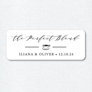 Pegatinas de mezcla perfectas para favores de café, pegatinas de favor de boda, favores de té, favor de fiesta - blanco, kraft o claro