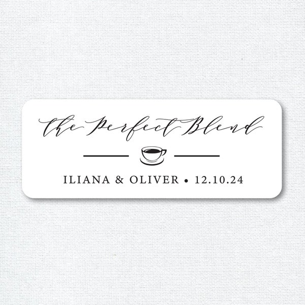 Perfect blend stickers for Coffee favors, Wedding favor stickers, Tea favors, Party Favor - White, Kraft, or Clear