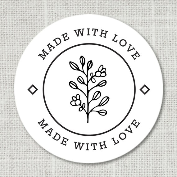 Made With Love Sticker Handmade Sticker Homemade Sticker - Etsy