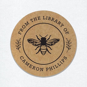 From the Library of Stickers with Honey Bee, Custom Library Stickers, Bookplate Stickers, Kraft Book Stickers