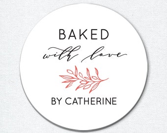 Baked with Love Stickers, Made with Love Gift Labels, Handmade with Love Stickers, Business Labels, Baked Good Stickers Favor Stickers