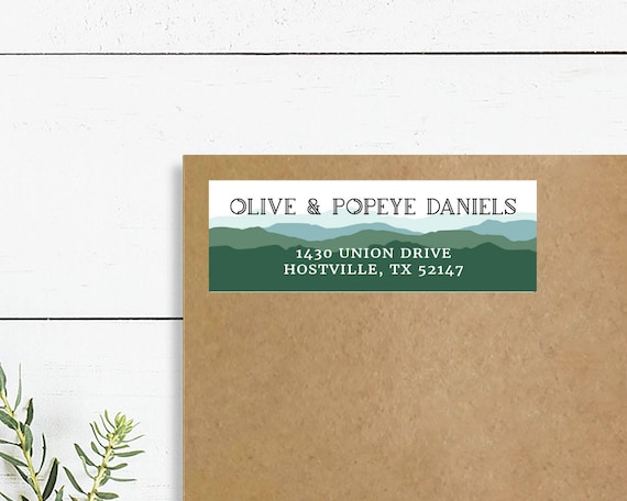 Mountain Address Stickers Woodland Return Address Label Mountain Stationery for Woodland Theme 21:2 Mountain Return Address Labels