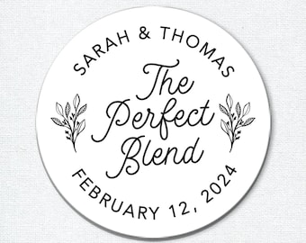 The perfect blend sticker, Coffee favors, Wedding favor stickers, Tea favors, Party Favor Stickers, wedding favor labels