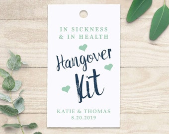 Hangover Kit Tags for Wedding Favors, Bachelorette Party Favor Tags, Recovery Kit Gift Tags, Custom Gift Tags