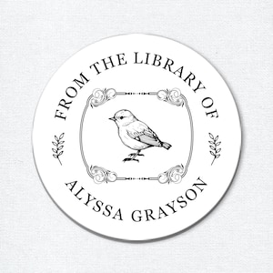 Etiquetas de libros adornadas con pájaro, pegatinas de ex libris personalizadas, de la biblioteca de pegatinas, pegatinas Ex Libris, este libro pertenece a