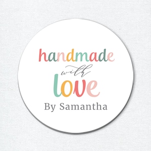 Handgemachte Mit Liebe Sticker mit Retro-Motiv, mit Liebe gebacken, Gemacht mit Liebe Geschenkaufkleber, Business Etiketten, Favor Stickers