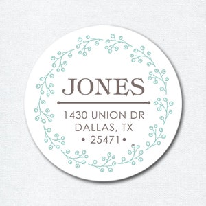 Wreath Return Address Stickers, Mailing Label, Holiday Return Address Label, Garden Theme Envelope Seals