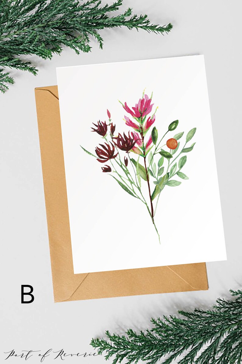 Floral Variety Pack 8 Folded Note Cards With Envelopes, Wildflower Card ...