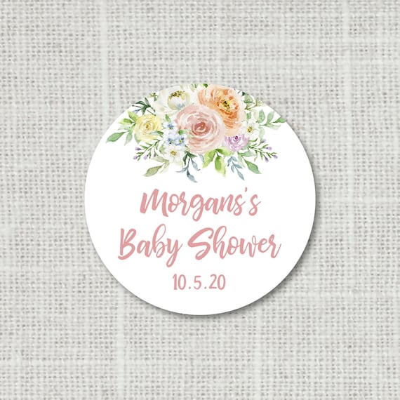 Floral Baby Shower Stickers for Favors, Girls Baby Shower, Flower Favor Stickers, Thank You Baby Shower Stickers, Party Favors