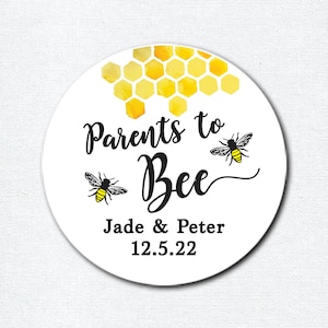 Autocollants de fête de bébé Honey Bee, autocollants parents to bee pour les faveurs de pots de miel ou les étiquettes de paquets de graines, fête sur le thème des abeilles, faveurs de miel
